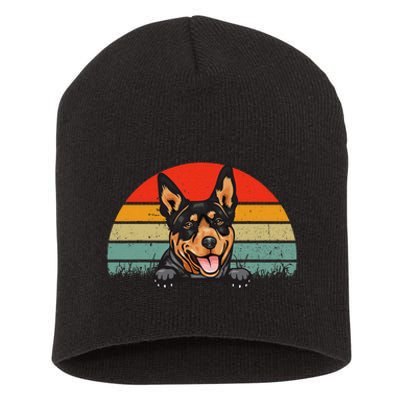 Australian Cattle Dog Vintage Distressed Retro Style Short Acrylic Beanie