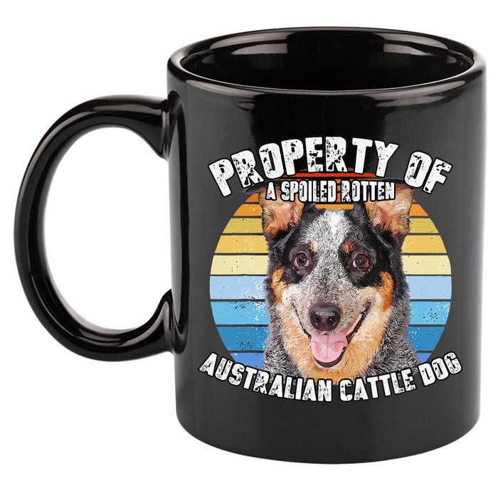Australian Cattle Dog Blue Retro Property Of Cute Dog 11oz C Handle Ceramic Mug