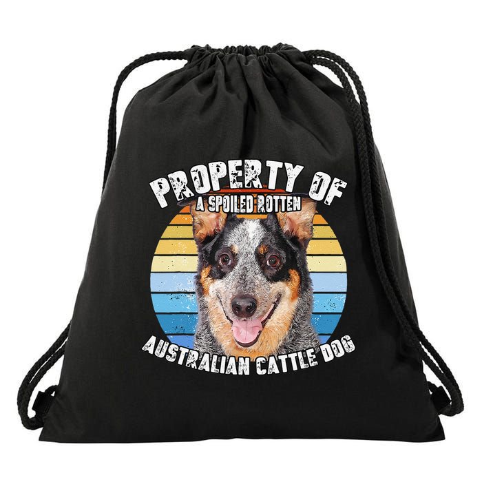 Australian Cattle Dog Blue Retro Property Of Cute Dog Drawstring Bag