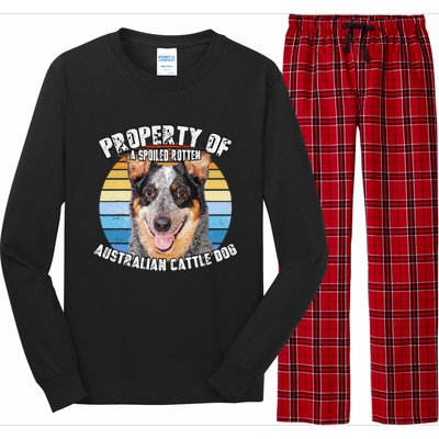 Australian Cattle Dog Blue Retro Property Of Cute Dog Long Sleeve Pajama Set