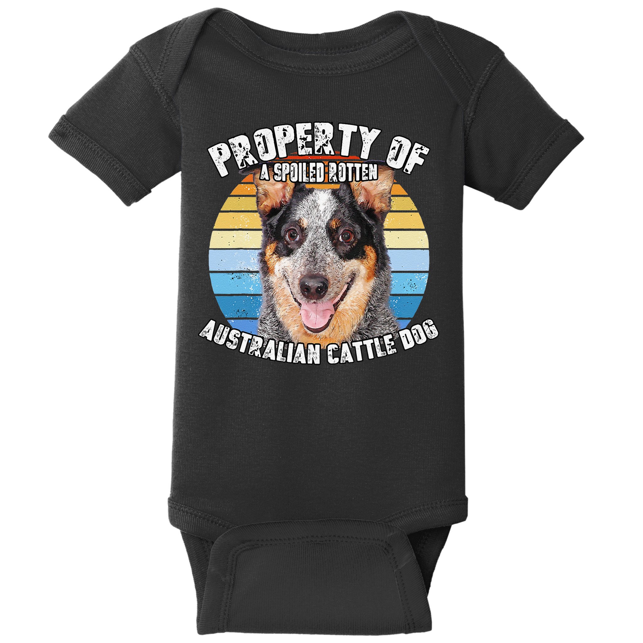Australian Cattle Dog Blue Retro Property Of Cute Dog Baby Bodysuit