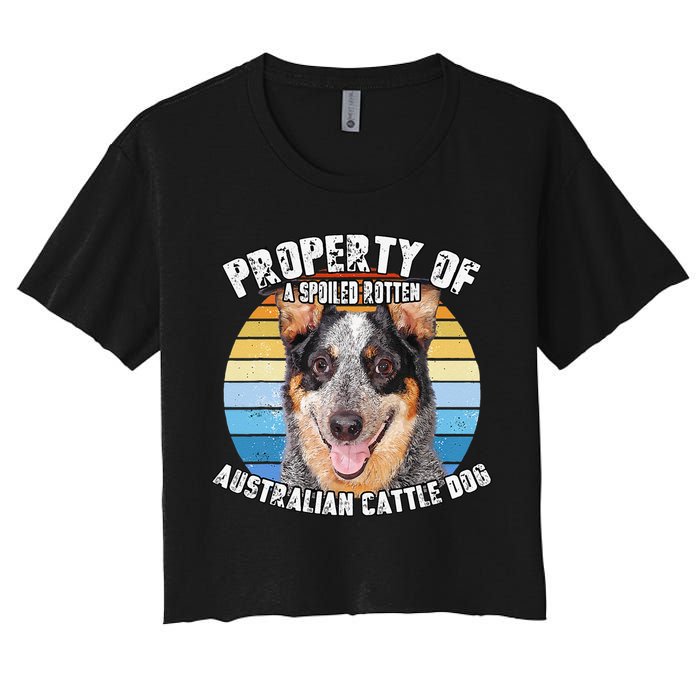 Australian Cattle Dog Blue Retro Property Of Cute Dog Women's Crop Top Tee