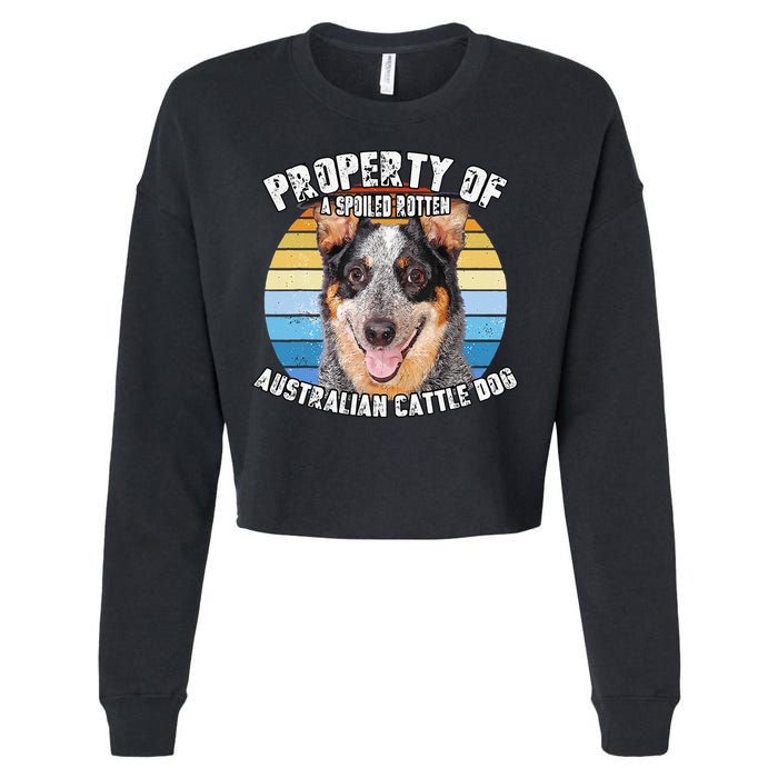 Australian Cattle Dog Blue Retro Property Of Cute Dog Cropped Pullover Crew
