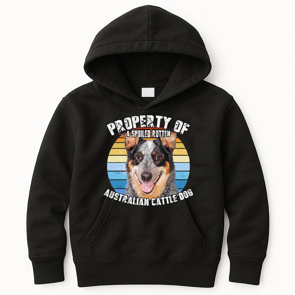 Australian Cattle Dog Blue Retro Property Of Cute Dog Kids Hoodie