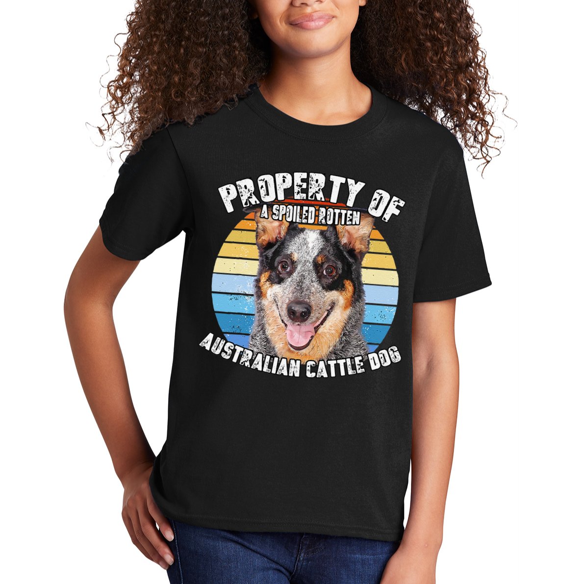 Australian Cattle Dog Blue Retro Property Of Cute Dog Kids T-Shirt