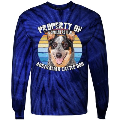 Australian Cattle Dog Blue Retro Property Of Cute Dog Tie-Dye Long Sleeve Shirt