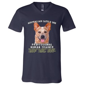 Australian Cattle Dog Red Professional Human Trainer Cute Dog V-Neck T-Shirt