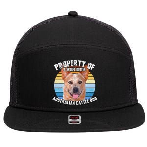 Australian Cattle Dog Red Retro Property Of Cute Dog 7 Panel Mesh Trucker Snapback Hat