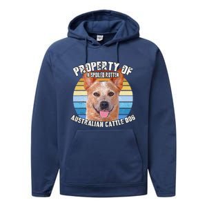 Australian Cattle Dog Red Retro Property Of Cute Dog Performance Fleece Hoodie