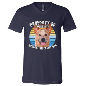 Australian Cattle Dog Red Retro Property Of Cute Dog V-Neck T-Shirt