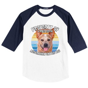 Australian Cattle Dog Red Retro Property Of Cute Dog Baseball Sleeve Shirt