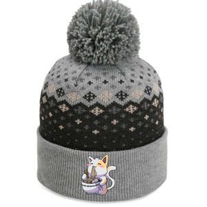 Anime Cat Eating Ramen The Baniff Cuffed Pom Beanie