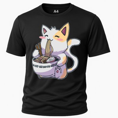 Anime Cat Eating Ramen Performance Shirt
