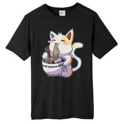 Anime Cat Eating Ramen Tall Fusion ChromaSoft Performance T-Shirt