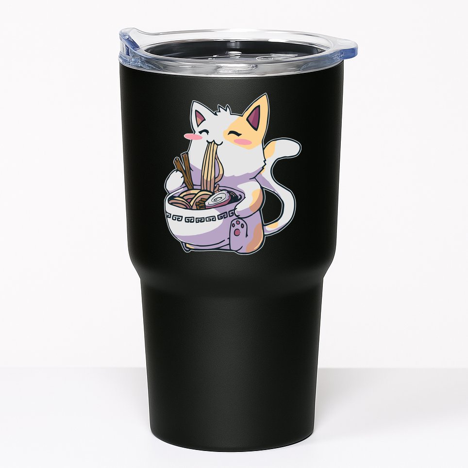 Anime Cat Eating Ramen Tumbler