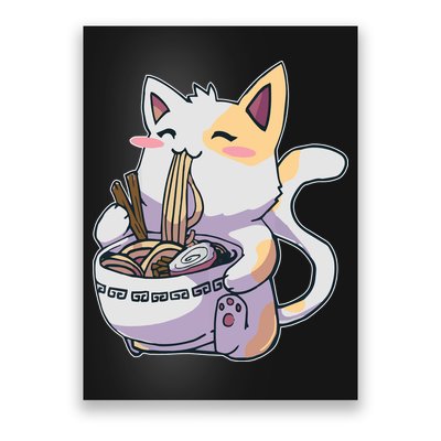 Anime Cat Eating Ramen Poster