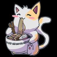 Anime Cat Eating Ramen Womens Tank Top