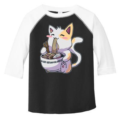 Anime Cat Eating Ramen Toddler Fine Jersey T-Shirt