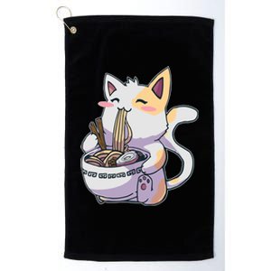 Anime Cat Eating Ramen Platinum Collection Golf Towel