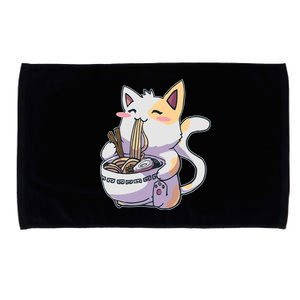 Anime Cat Eating Ramen Microfiber Hand Towel