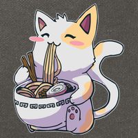 Anime Cat Eating Ramen Cotton Canvas Backpack