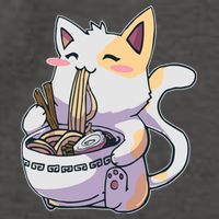 Anime Cat Eating Ramen Vector Backpack