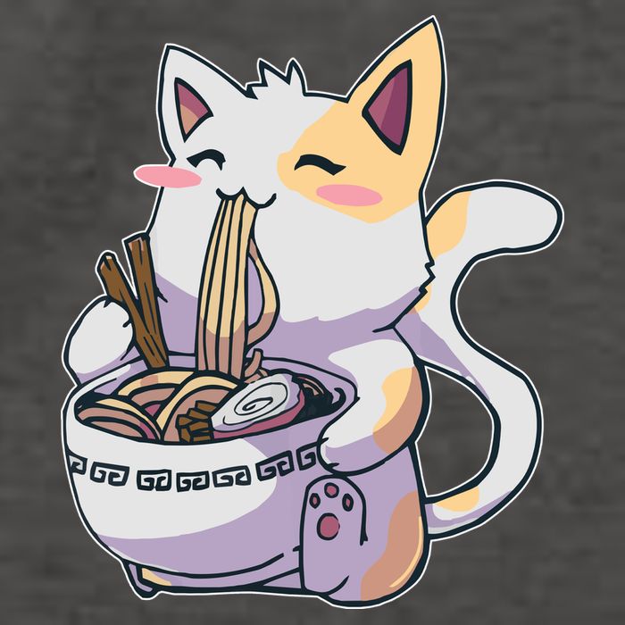 Anime Cat Eating Ramen Vector Backpack