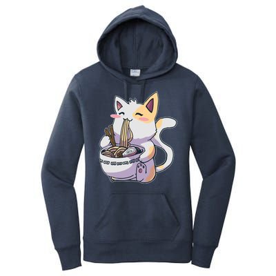 Anime Cat Eating Ramen Women's Pullover Hoodie