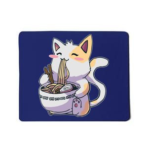 Anime Cat Eating Ramen Mousepad