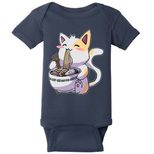 Anime Cat Eating Ramen Baby Bodysuit