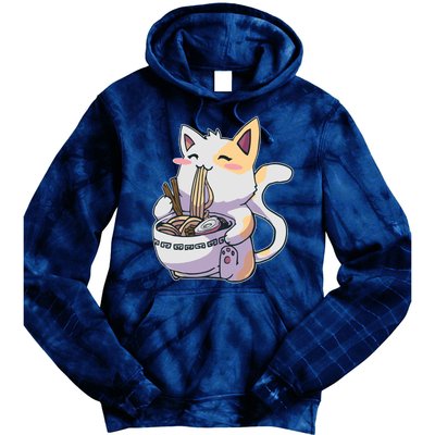 Anime Cat Eating Ramen Tie Dye Hoodie