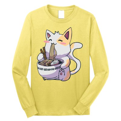 Anime Cat Eating Ramen Long Sleeve Shirt