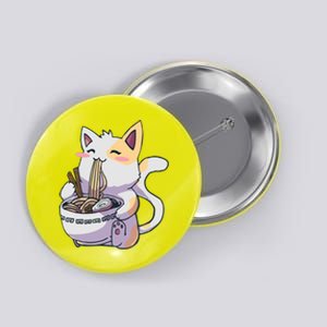 Anime Cat Eating Ramen Button