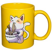 Anime Cat Eating Ramen 11oz C Handle Ceramic Mug