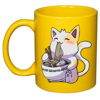 Anime Cat Eating Ramen 11oz C Handle Ceramic Mug