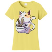 Anime Cat Eating Ramen Women's T-Shirt