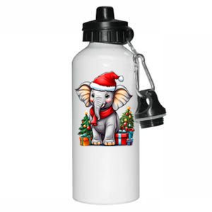 Aesthetic Christmas Elephant Santa Hat Xmas Tree Custom Aluminum Water Bottle