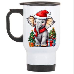 Aesthetic Christmas Elephant Santa Hat Xmas Tree Custom Stainless Steel Travel Mug