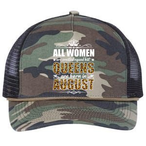 All Created Equal But Queens Are Born In August Gift Retro Rope Trucker Hat Cap