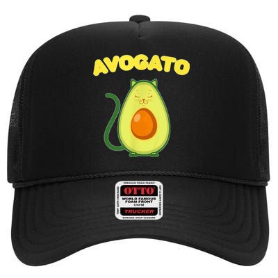 Avogato Cat Funny Vegan Avocado High Crown Mesh Back Trucker Hat