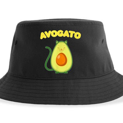 Avogato Cat Funny Vegan Avocado Sustainable Bucket Hat