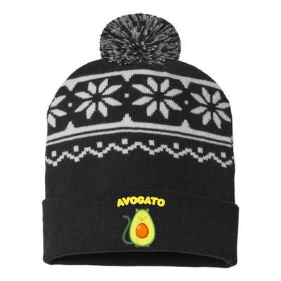 Avogato Cat Funny Vegan Avocado USA-Made Snowflake Beanie