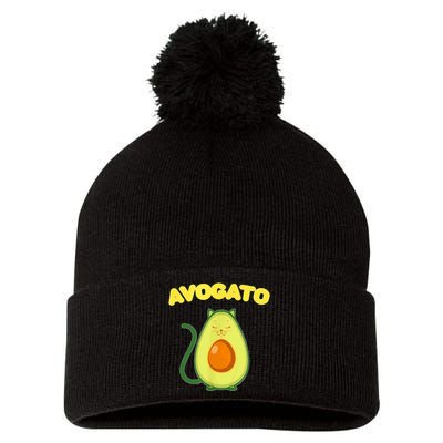 Avogato Cat Funny Vegan Avocado Pom Pom 12in Knit Beanie