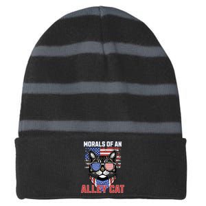 Alley Cat Funny Debate Election Presidential Debate Striped Beanie with Solid Band