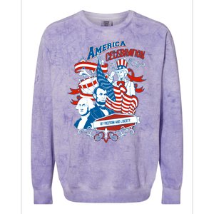 America Celebration Freedom Liberty Lincoln Washington Colorblast Crewneck Sweatshirt