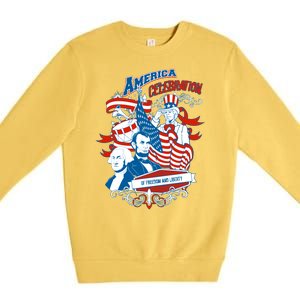 America Celebration Freedom Liberty Lincoln Washington Premium Crewneck Sweatshirt