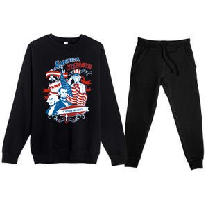 America Celebration Freedom Liberty Lincoln Washington Premium Crewneck Sweatsuit Set