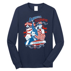 America Celebration Freedom Liberty Lincoln Washington Long Sleeve Shirt