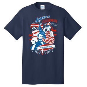 America Celebration Freedom Liberty Lincoln Washington Tall T-Shirt