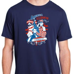 America Celebration Freedom Liberty Lincoln Washington Adult ChromaSoft Performance T-Shirt